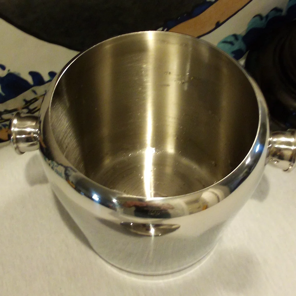 Vintage MCM stainless steel single service ice bucket